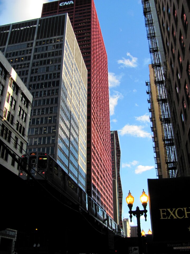 Downtown transportation skyscraper