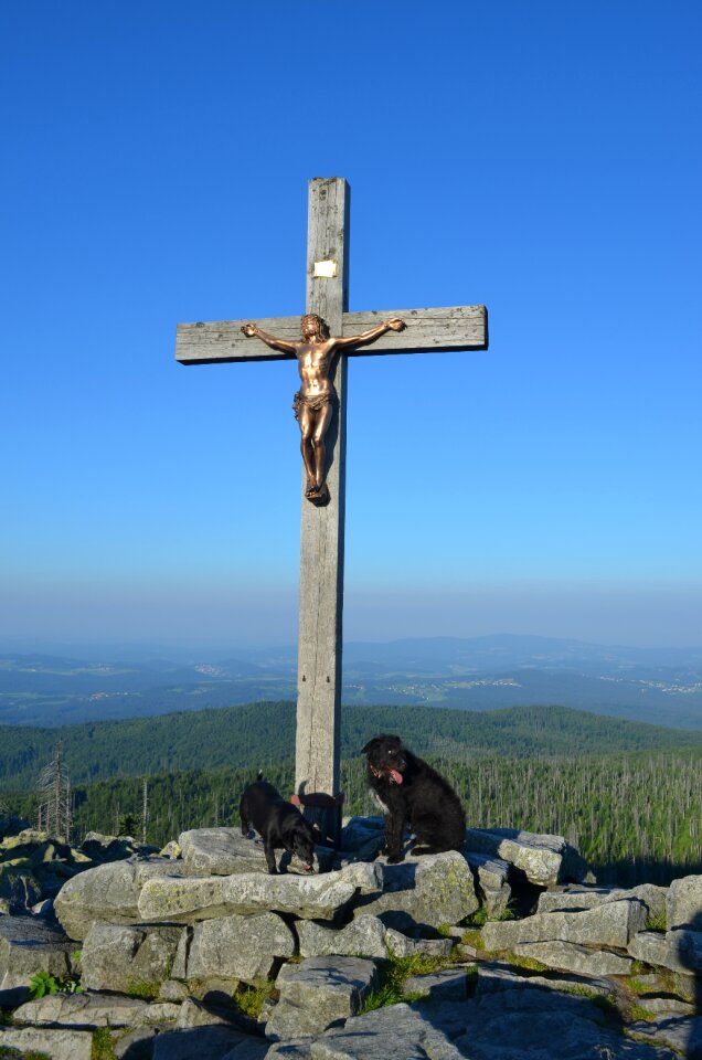 Sky blue summit cross photo