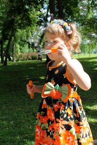 Girl bubbles summer