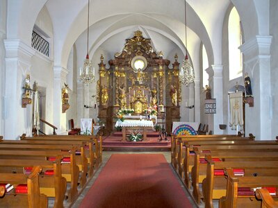 Interior aisle altar photo