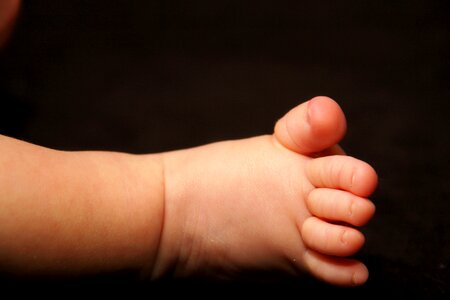 Newborn child feet photo