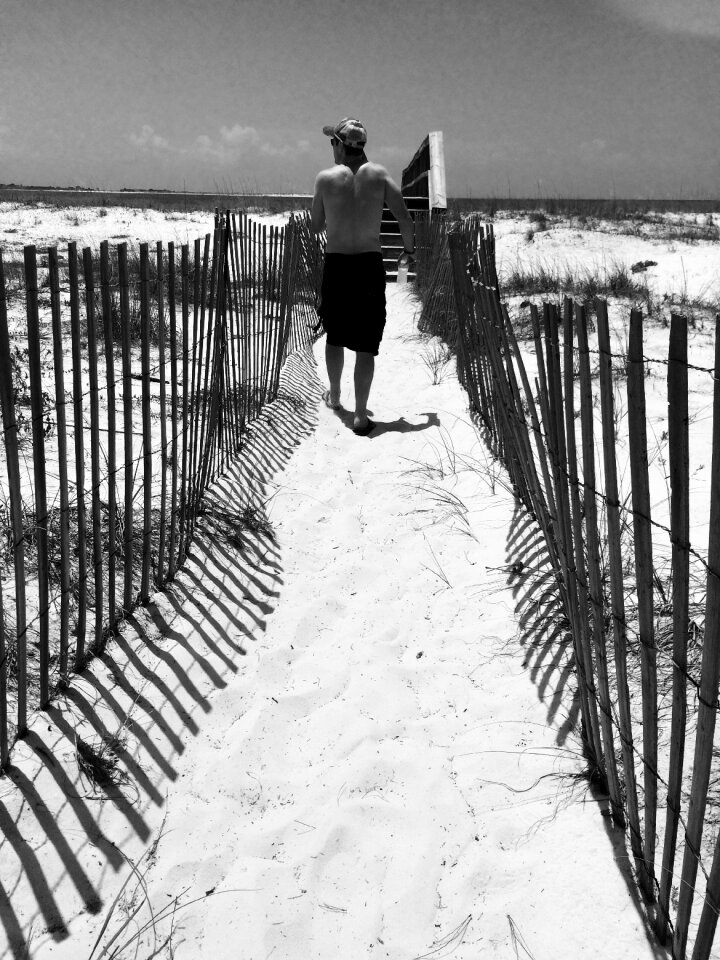Fence male walking
