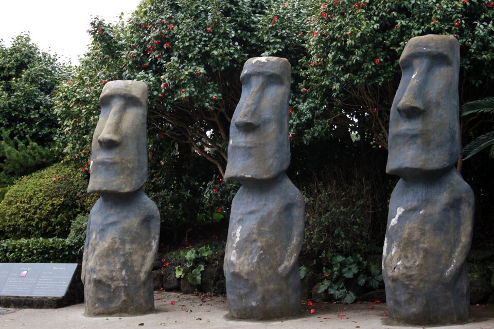 Tourist destination moai stone statue