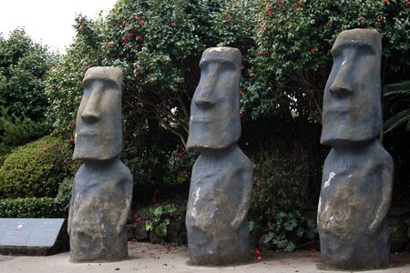 Tourist destination moai stone statue