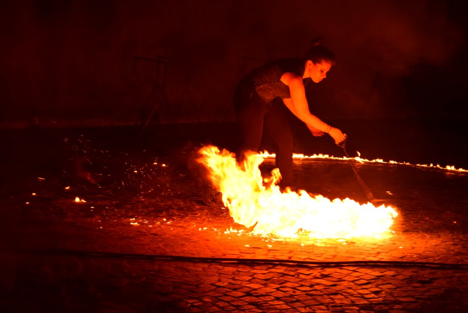 Fire eaters show artist