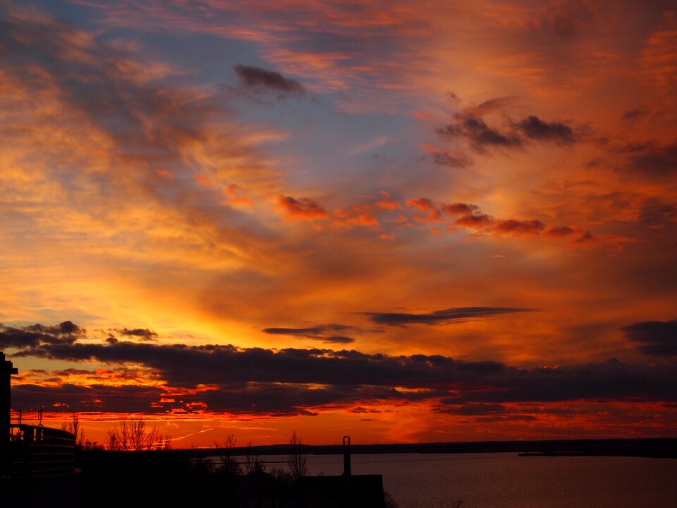Sunset red sky lake velence