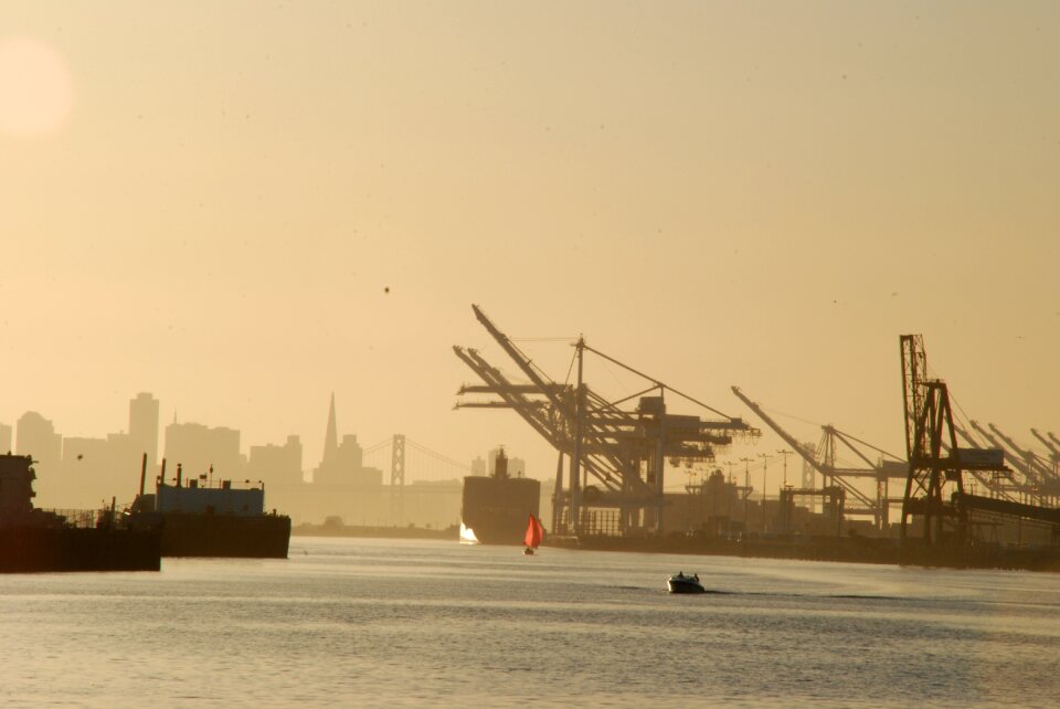 Shipping west sunset