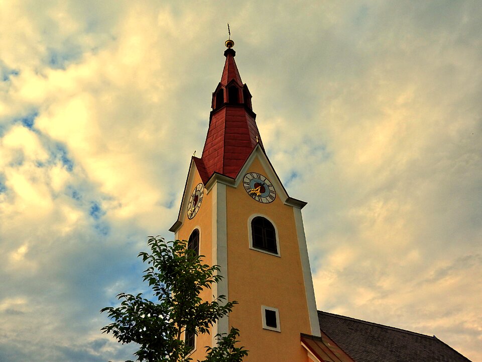 Steeple catholic clock tower