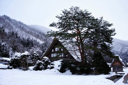 Winter mountain house photo