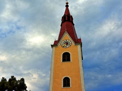 Steeple catholic clock tower photo