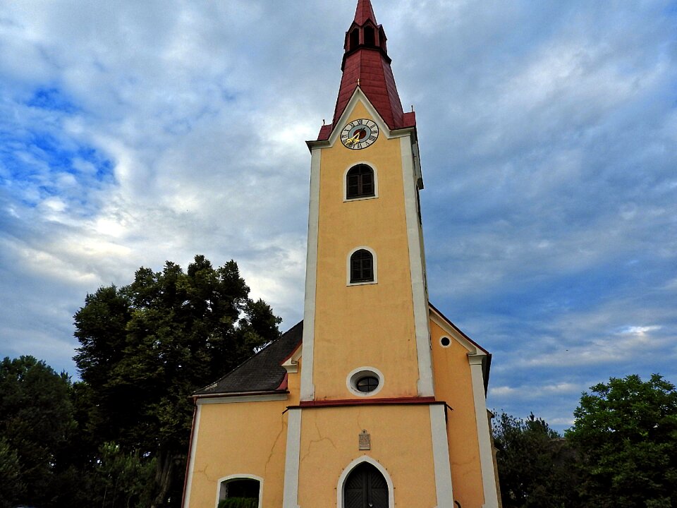 Steeple catholic clock tower