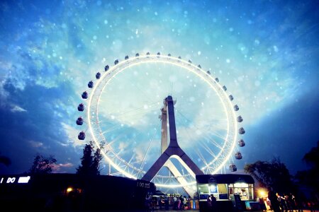 The ferris wheel beautiful blue