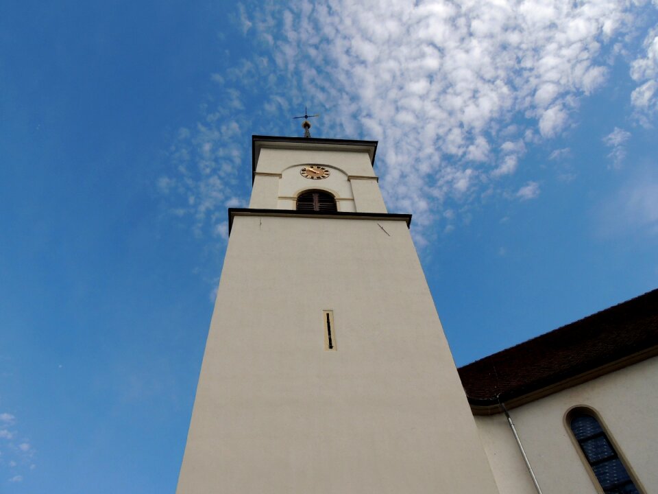 Church tower blue sky