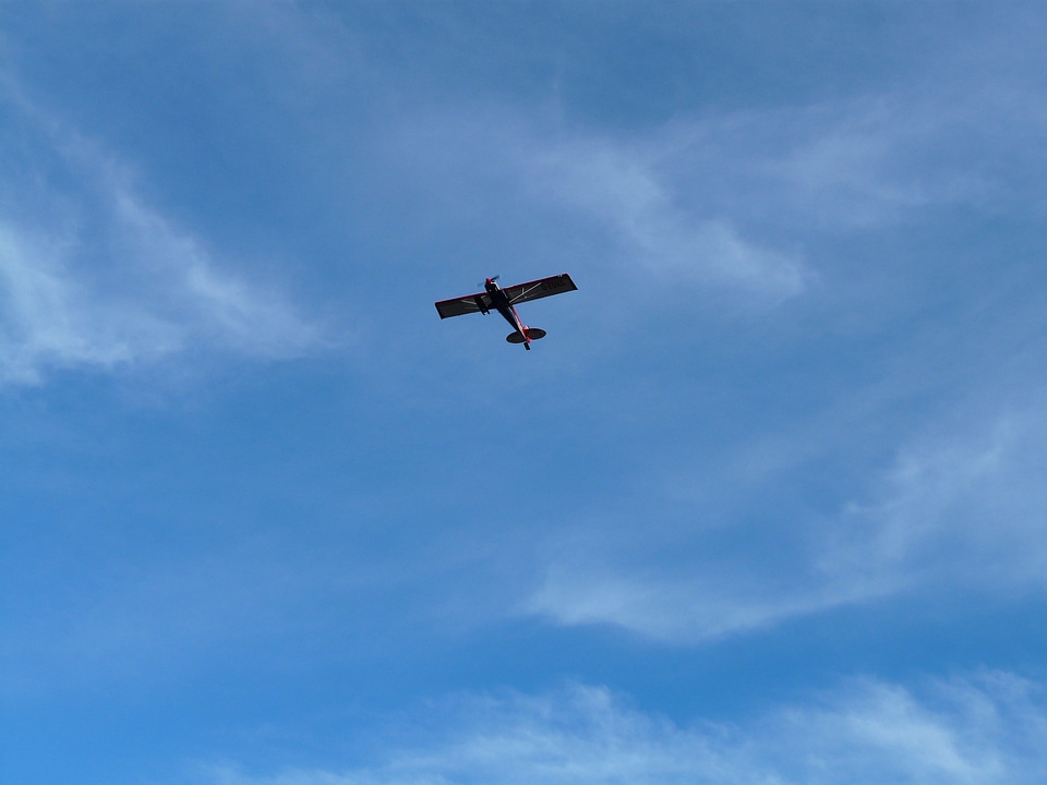 Flying sky propeller plane