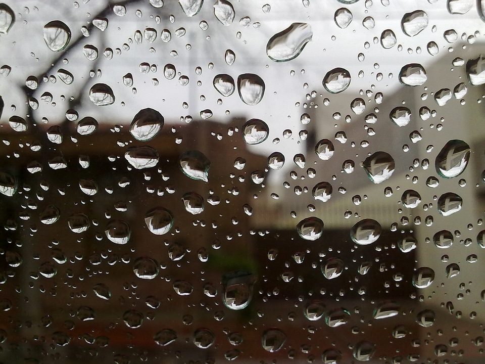 Glass window drops of rain