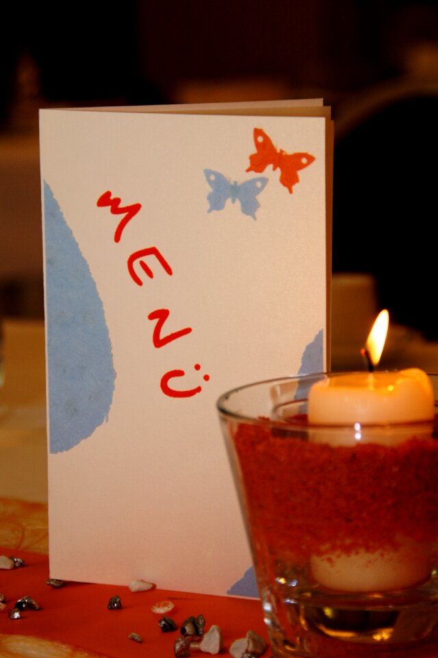 Covered table menu cards