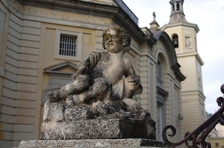 Statue of child angel stone