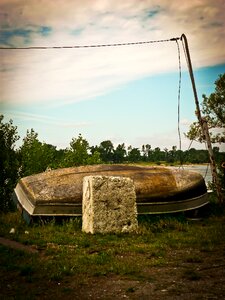 Landscape rowing boat old