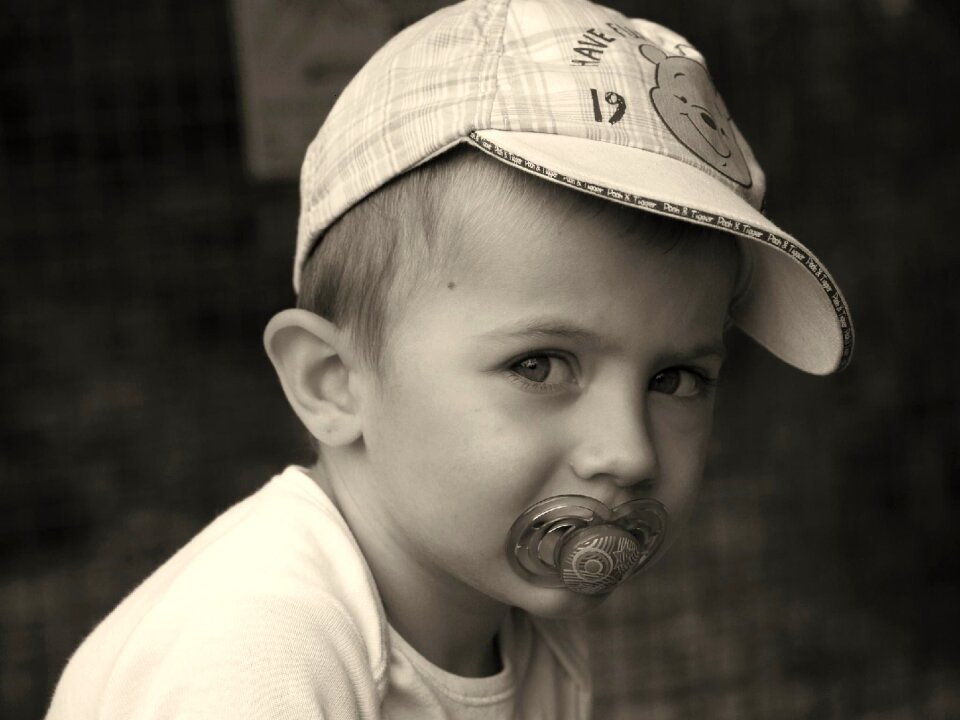 Boy view black white