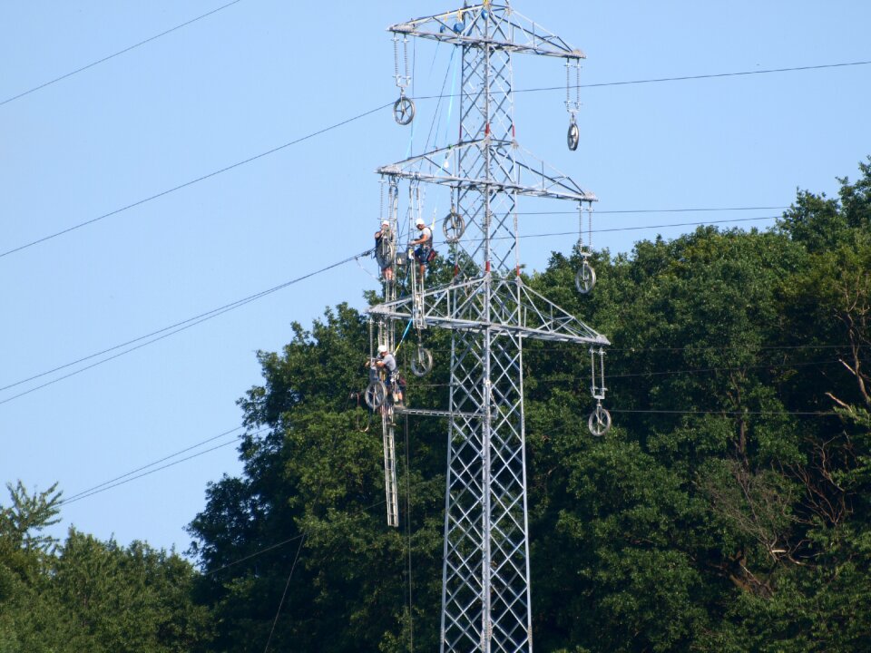 Power line new mast work