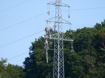 Power line new mast work