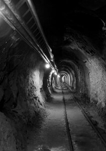 Underground tunnel black white