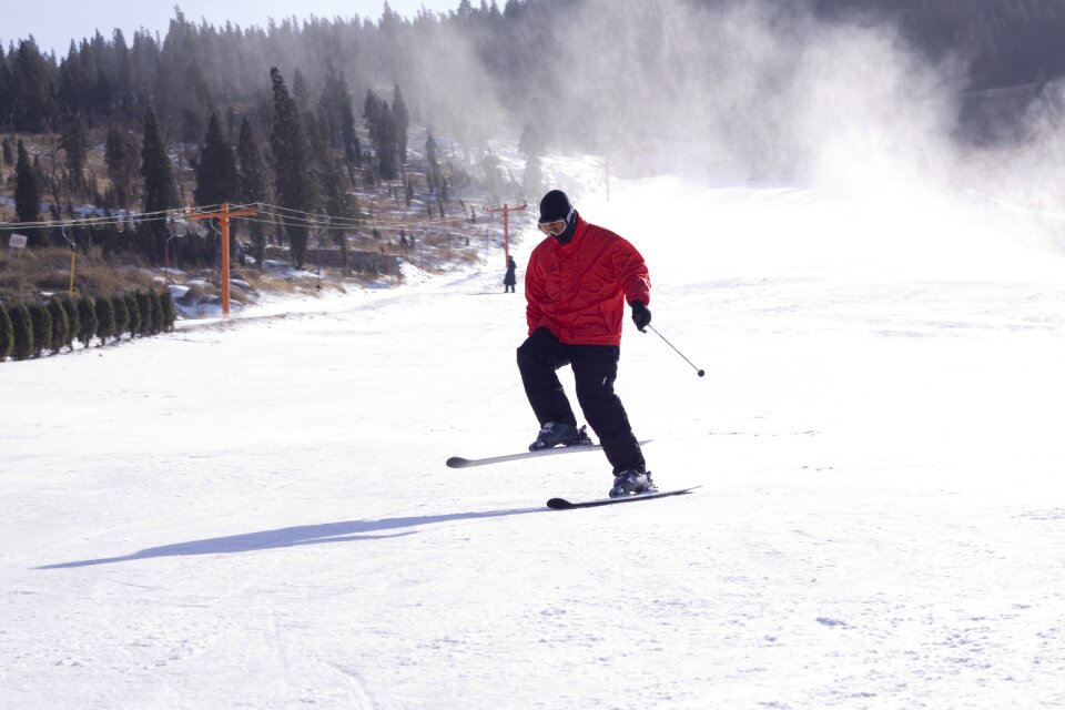 Skiing character snow mountain