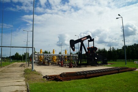 Crude oil mine pumpjack natural gas photo