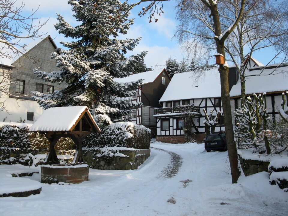 Fachwerkhäuser village scene winter wintry