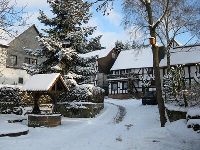 Fachwerkhäuser village scene winter wintry