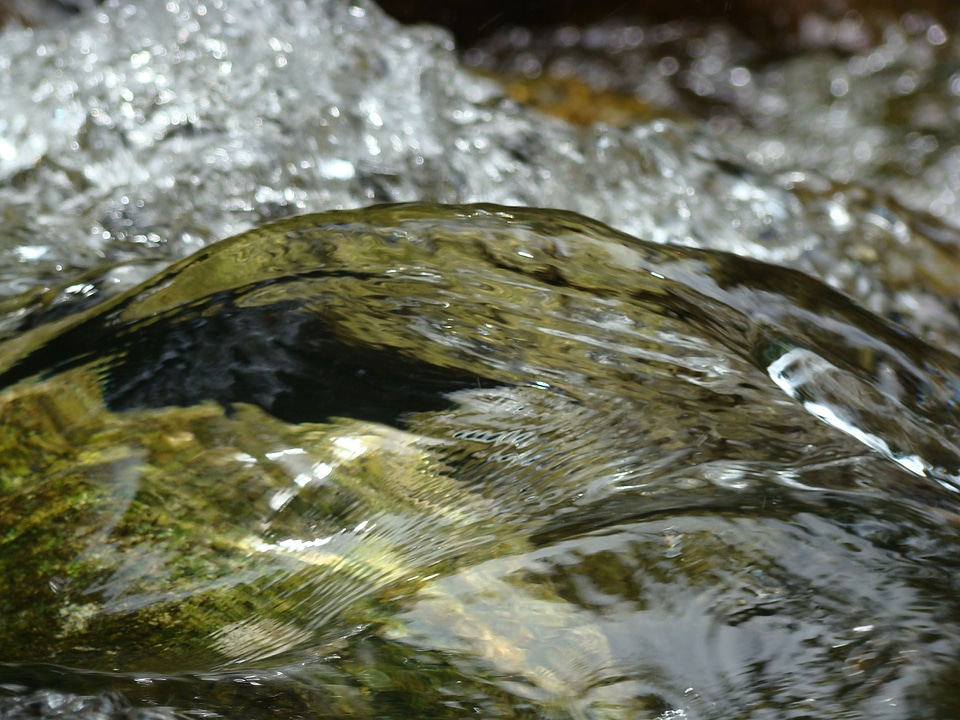 Drop of water waters rocks