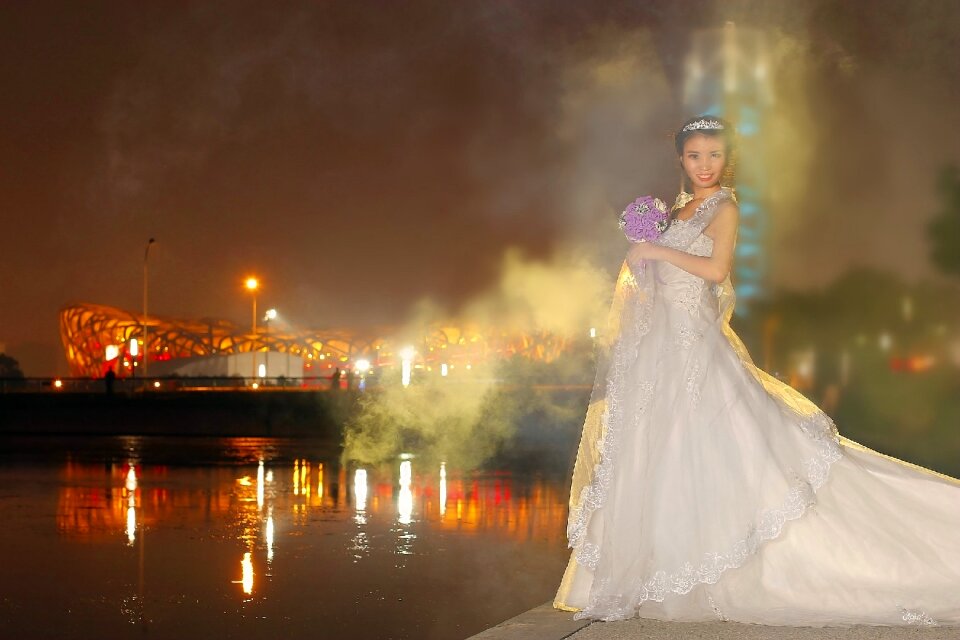 Beautiful wedding dresses night view