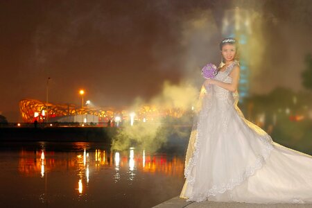 Beautiful wedding dresses night view