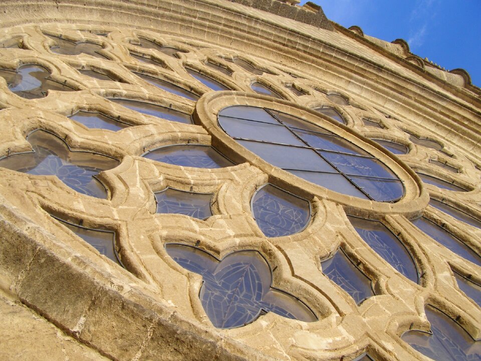 Architecture stained glass window rosette