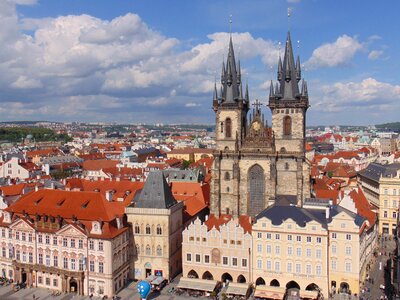 Prague old city crowd photo