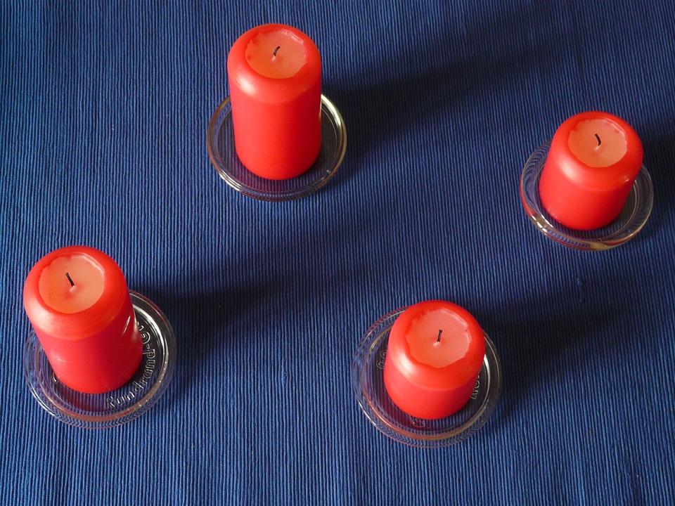 Candle wax red tablecloth