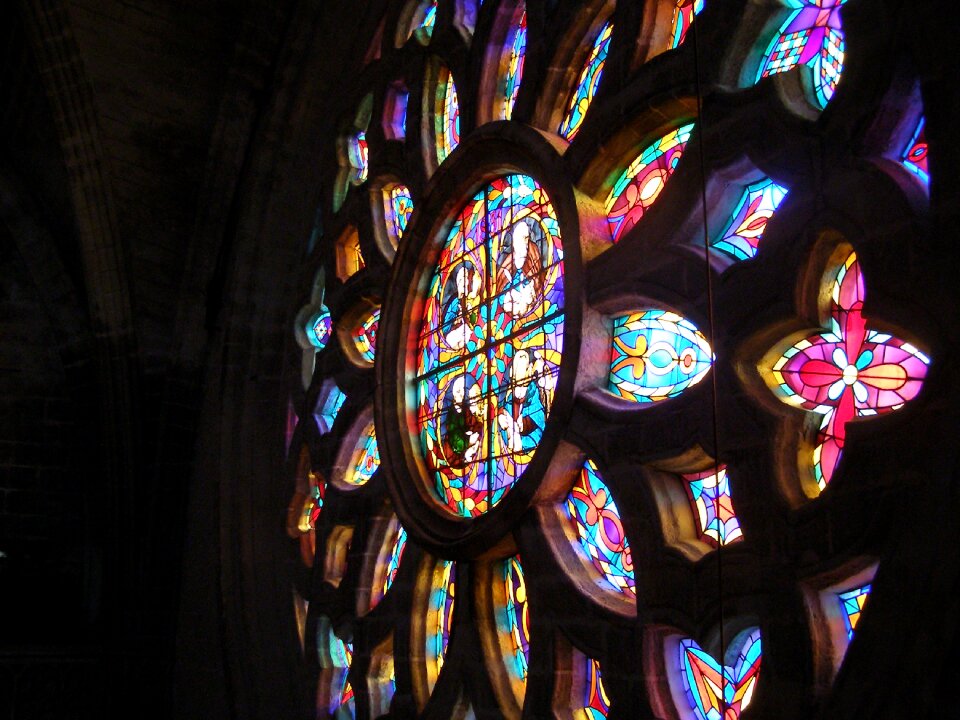 Architecture stained glass window rosette
