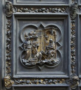 Bronze relief church