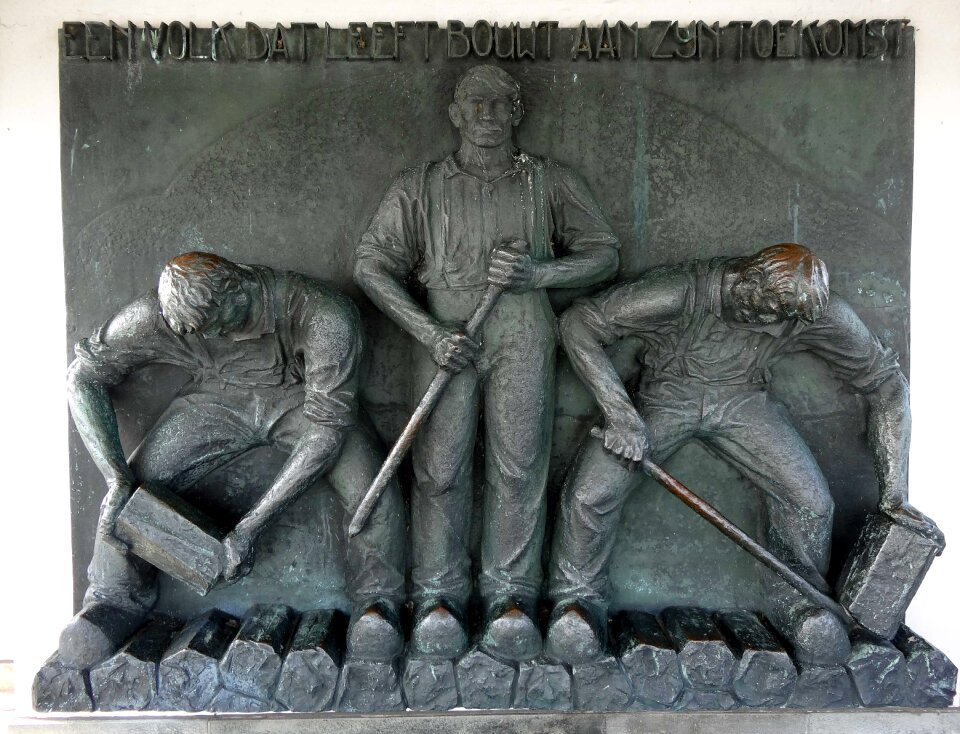 Memorial monument workers