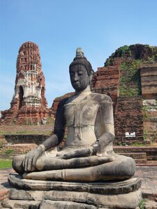 Stone statue thailand brown buddha photo