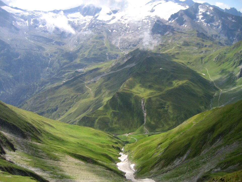 Mountains valleys snow summit