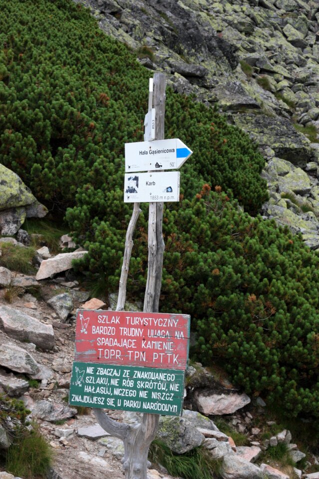 Signpost mountains warning