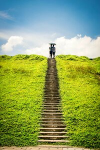 Stairs friends blue sky