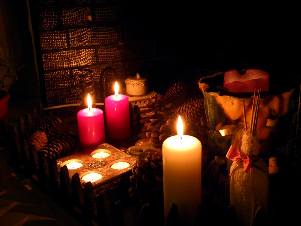 Fireplace candles pine nuts