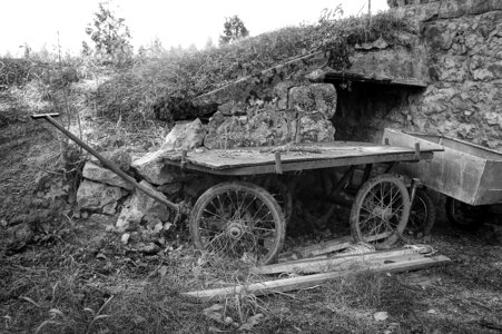 Old trolley black and white