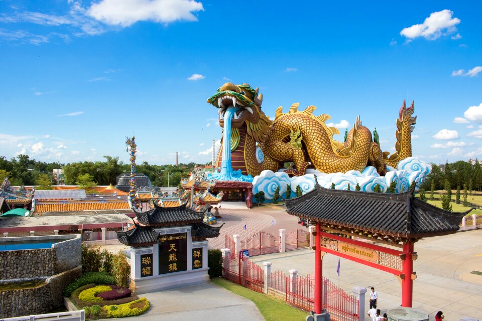 The chinese dragon the main shrine in the city my father suphan buri village dragon heaven