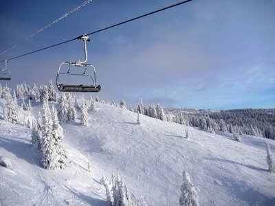Mountain chair lift snow