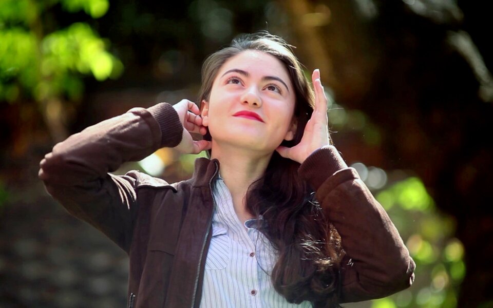 Woman hair hands
