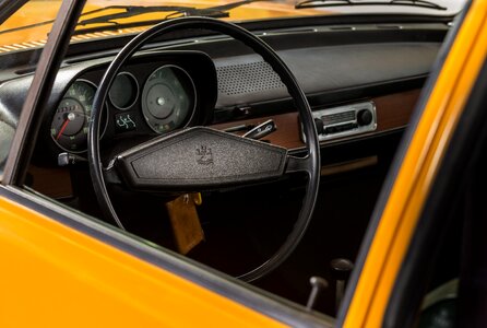 Classic car steering wheel photo
