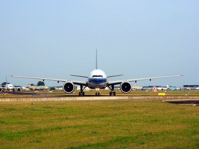 Airplane taxiing airport photo